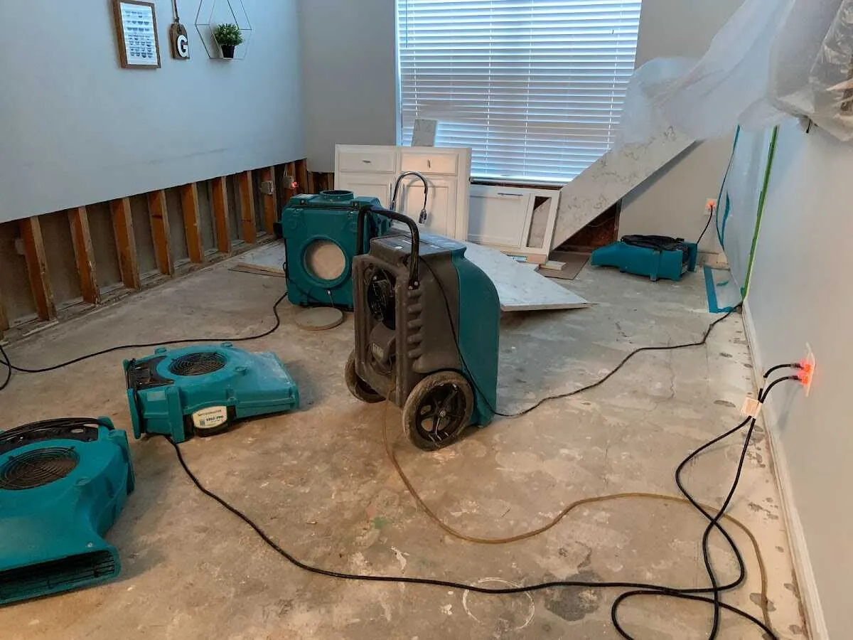 Dehumidifier in flood-cut room for Water Damage Restoration in Yulee
